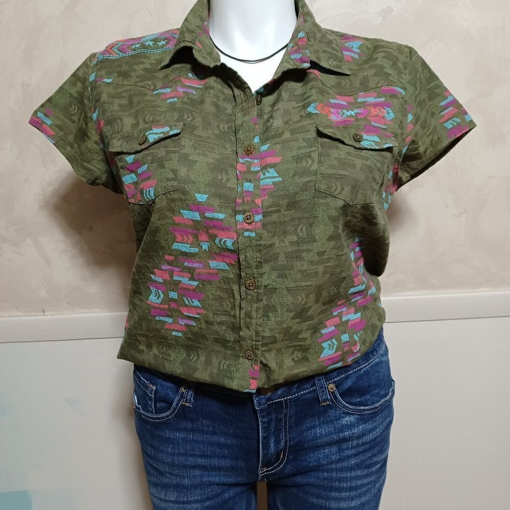 PANHANDLE SHIRT SLEEVE BUTTON DOWN BLOUSE SIZE XL LIKE NEW